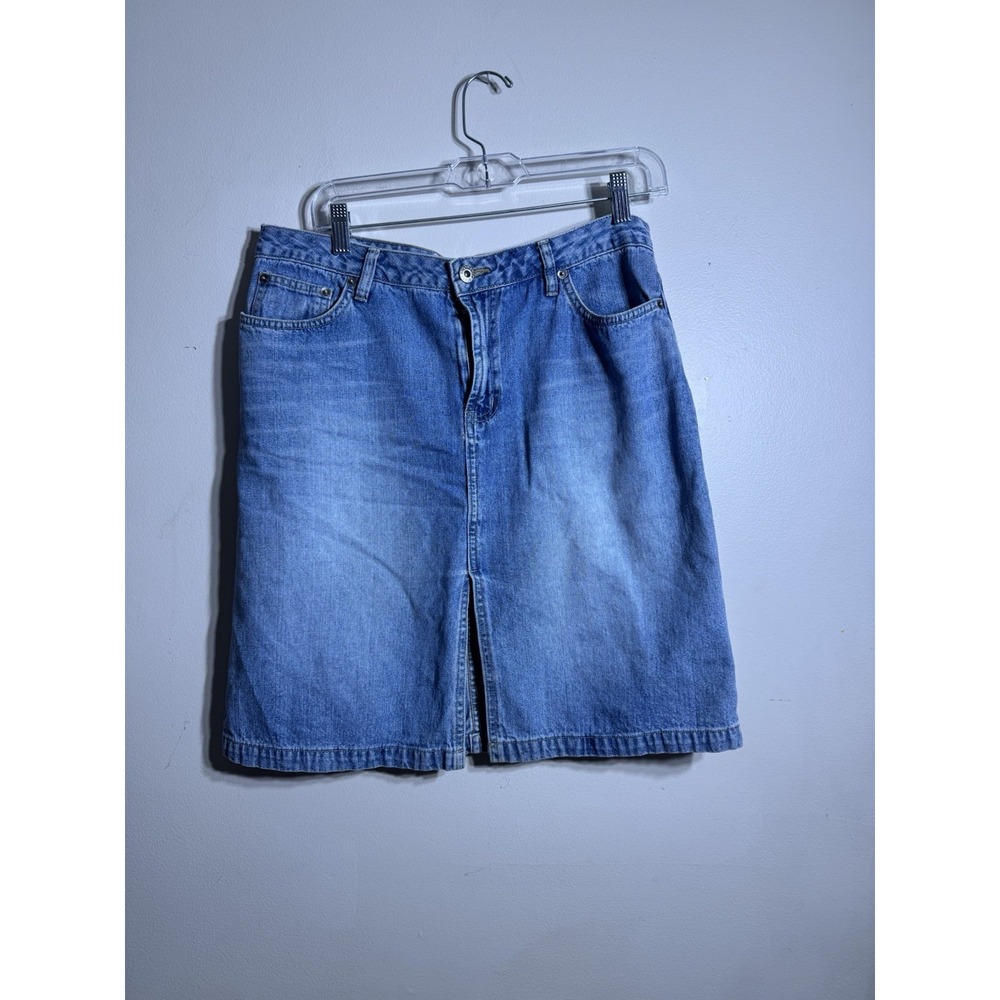 Women's ROUTE 66 Blue Denim Jean Skirt w/Front Slit Size 9/10
